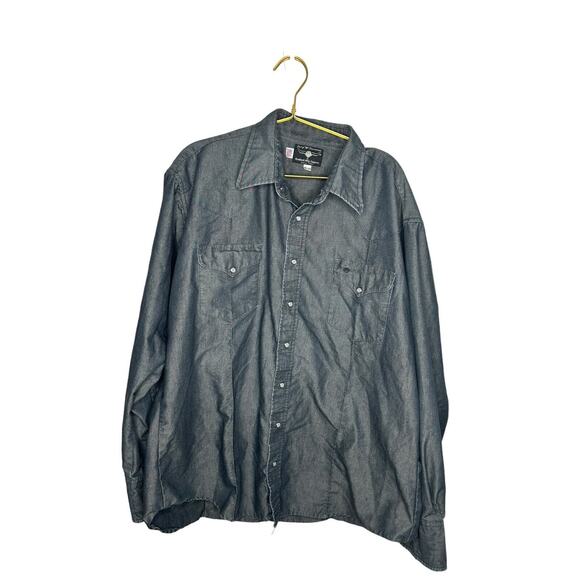 Flying R Ranchwear Shirt Mens 18.5 37 Blue Long Sleeve Pearl Snap Vintage Button - Picture 1 of 2